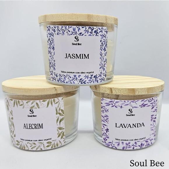 Trio de Velas Artesanais / Lavanda, Alecrim e Jasmim
