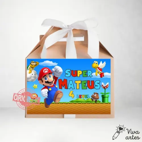 Caixa Maleta Digital Mario Bros - Artes Lembrancinha