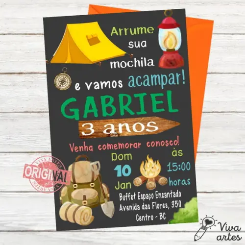 Convite Digital Acampamento Noite do Pijama