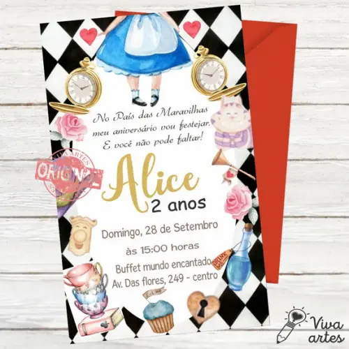 Convite Digital Alice no País das Maravilhas