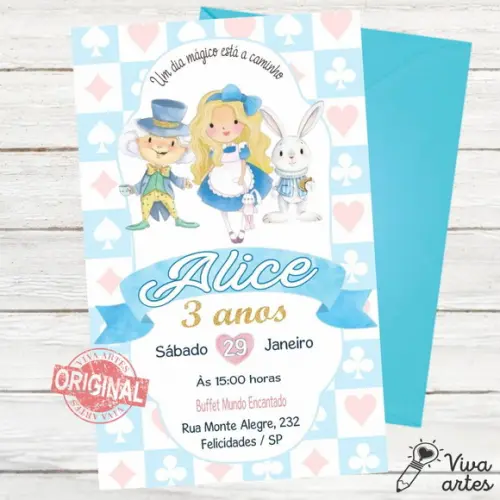 Convite Digital Alice no País das Maravilhas
