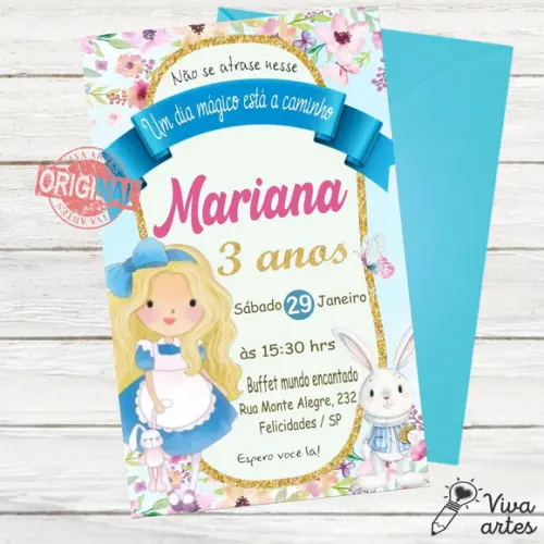 Convite Digital Alice no País das Maravilhas