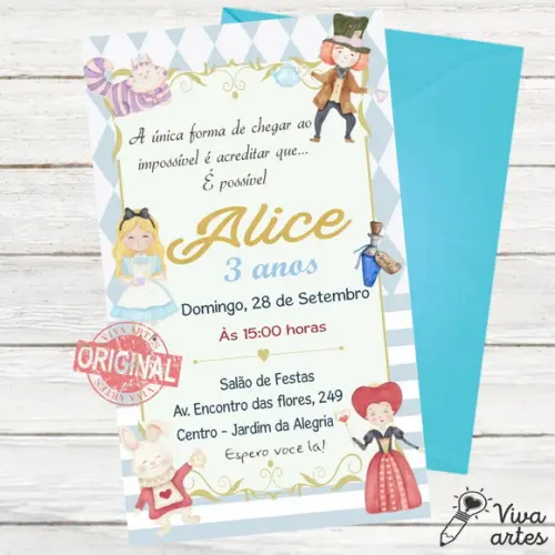 Convite Digital Alice no País das Maravilhas