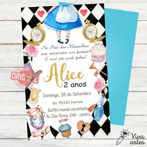 Convite Digital Alice no País das Maravilhas