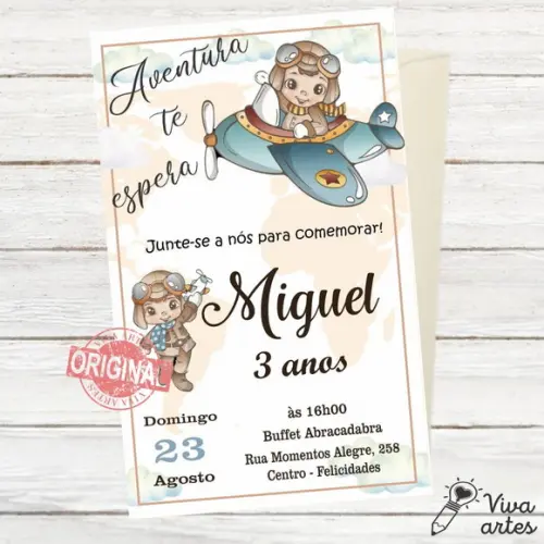 Convite Digital Aviador Menino