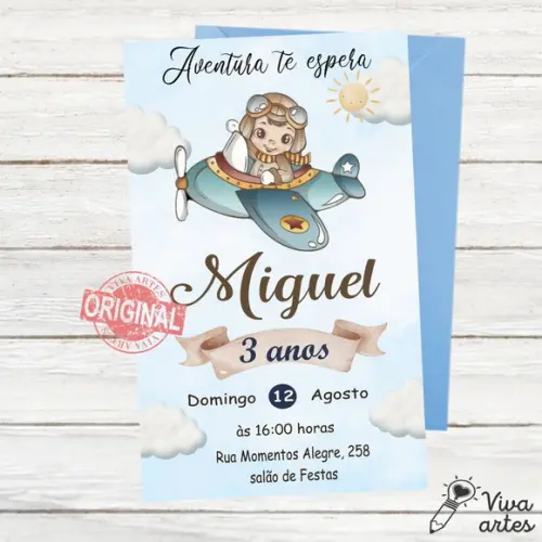Convite Digital Aviador Menino