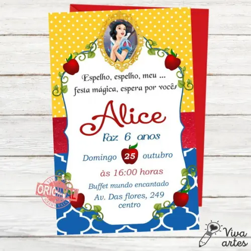 Convite Digital Branca de Neve
