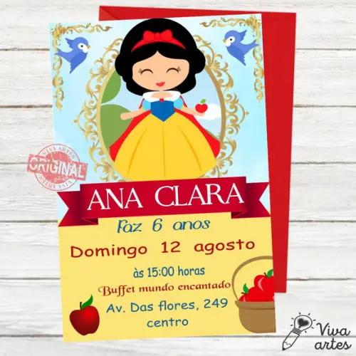 Convite Digital Branca de Neve