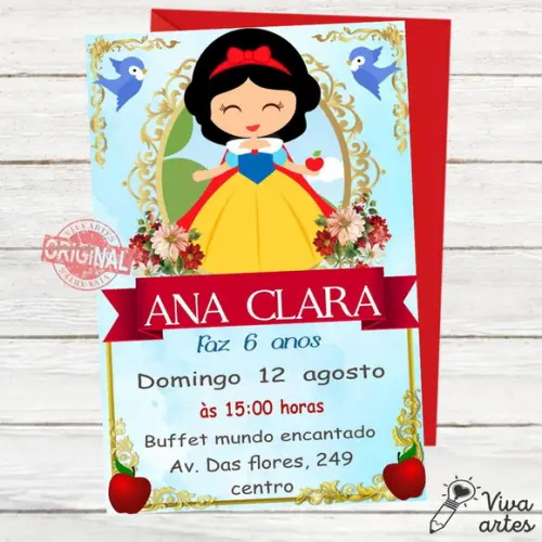Convite Digital Branca de Neve