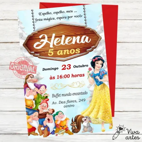 Convite Digital Branca de Neve