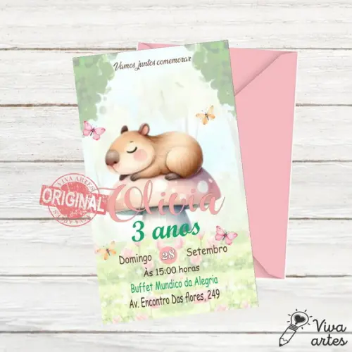 Convite Digital Capivara Menina