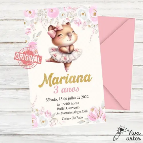 Convite Digital Capivara Menina