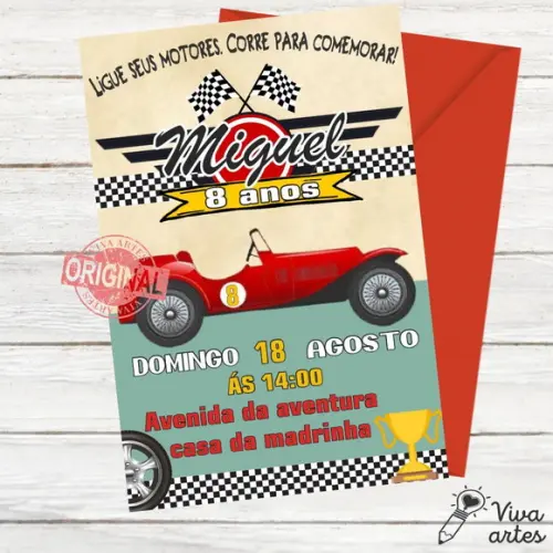 Convite Digital Carros Corrida