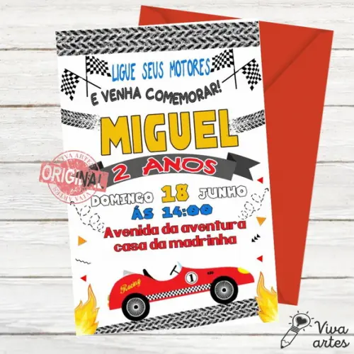 Convite Digital Carros Corrida