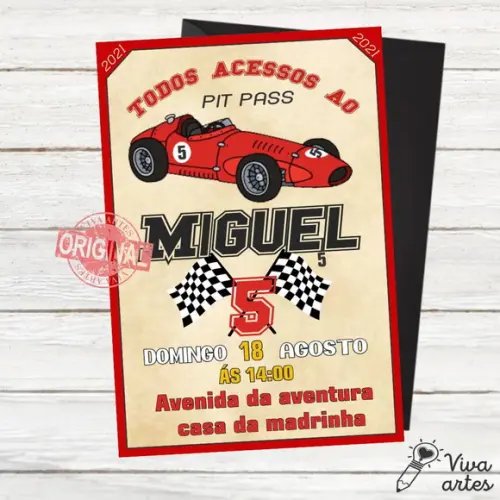 Convite Digital Carros Corrida