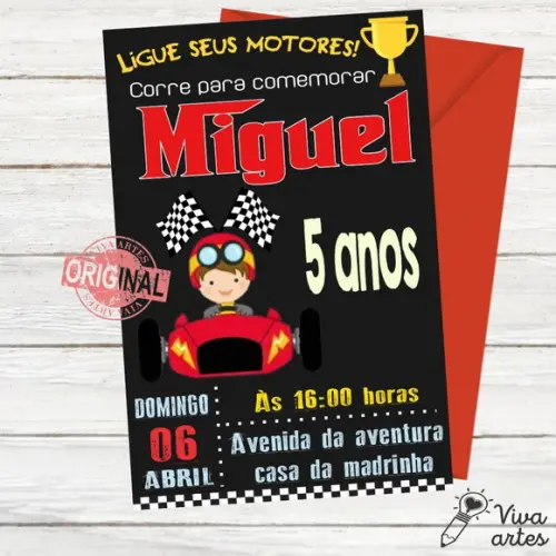 Convite Digital Carros Corrida
