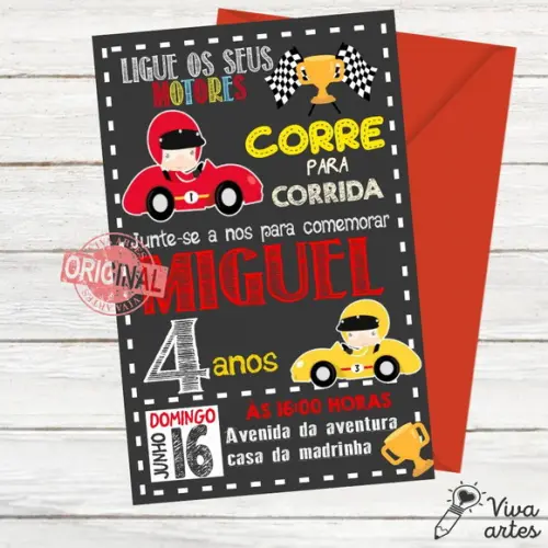 Convite Digital Carros Corrida