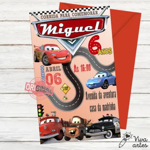 Convite Digital Carros Disney