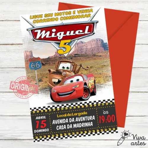 Convite Digital Carros Disney