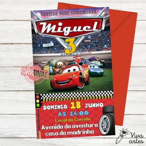 Convite Digital Carros Disney