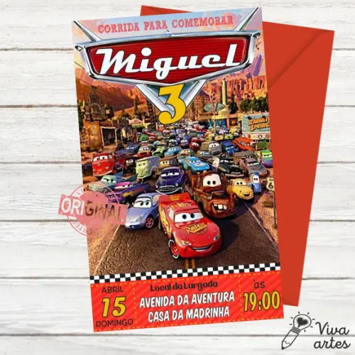 Convite Digital Carros Disney