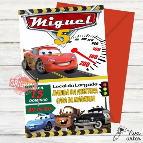 Convite Digital Carros Disney