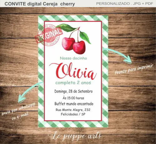 Convite Digital Cereja Cherry