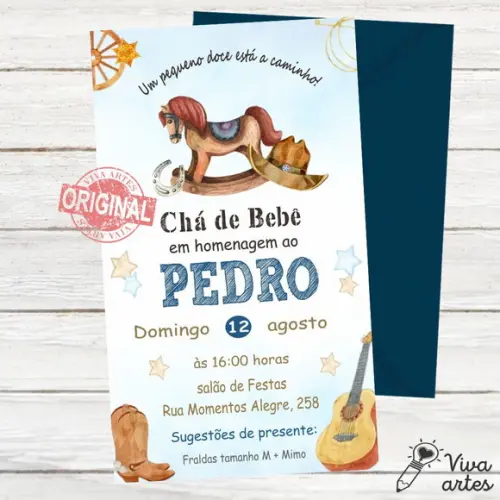 Convite Digital Chá de Bebê Cavalinho de Balanço