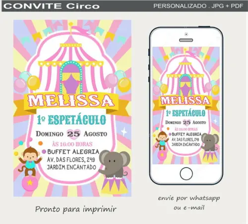 Convite Digital Circo Rosa