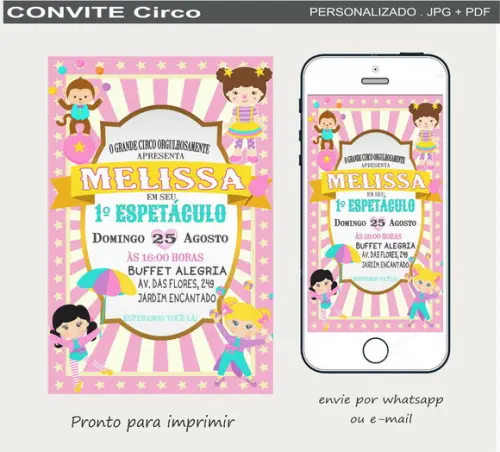 Convite Digital Circo Rosa