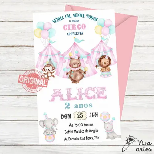 Convite Digital Circo Rosa