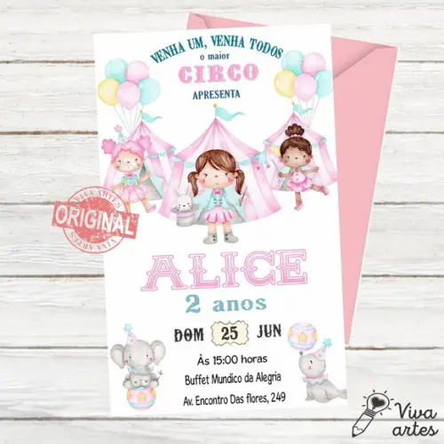 Convite Digital Circo Rosa