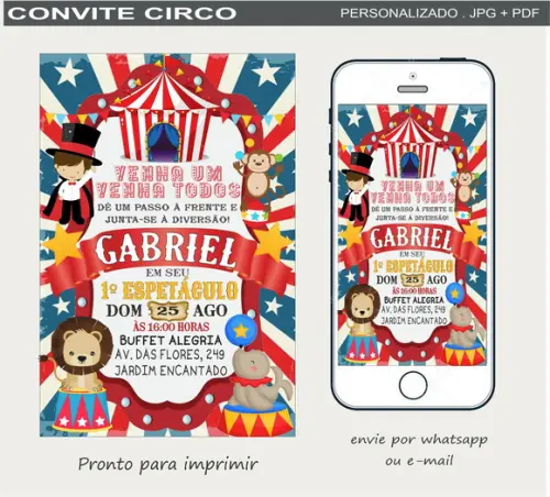Convite Digital Circo Vermelho
