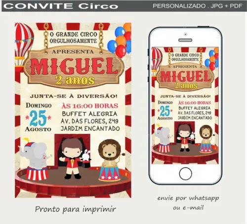Convite Digital Circo Vermelho
