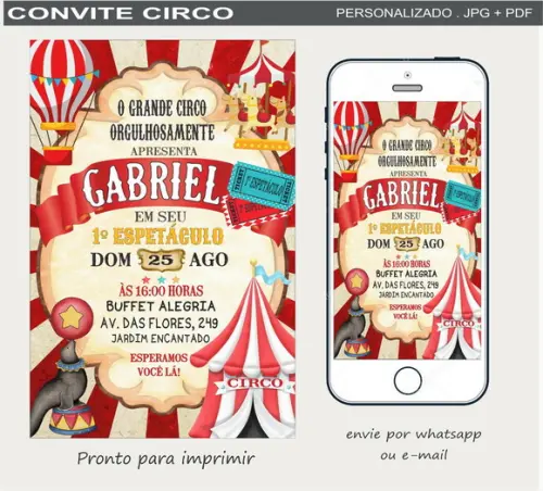 Convite Digital Circo Vermelho