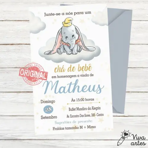 Convite Digital Dumbo Chá de Bebê