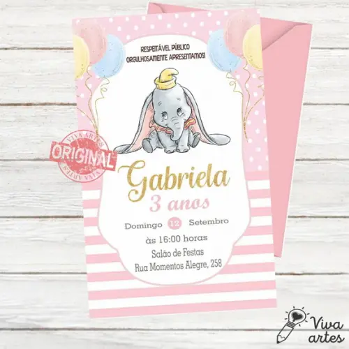 Convite Digital Dumbo Menina