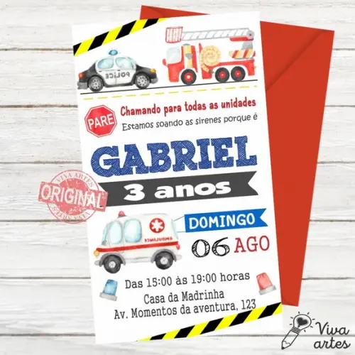 Convite Digital Equipe de Resgate - Bombeiros e Policial