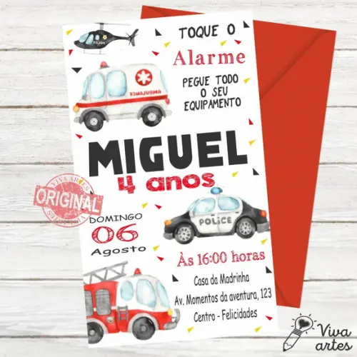Convite Digital Equipe de Resgate - Bombeiros e Policial