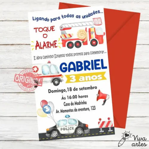 Convite Digital Equipe de Resgate - Bombeiros e Policial