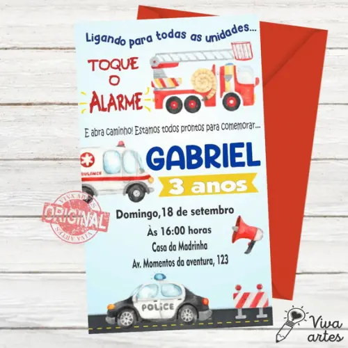 Convite Digital Equipe de Resgate - Bombeiros e Policial
