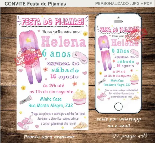 Convite Digital Festa do Pijama