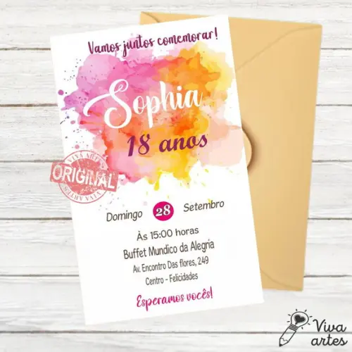 Convite Digital Festa Pink e Laranja