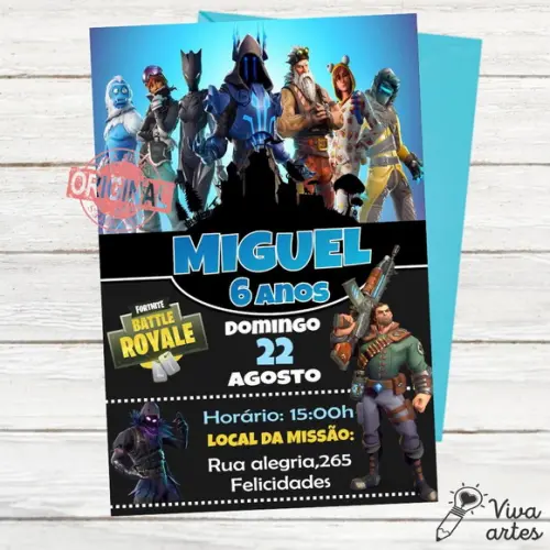 Convite Digital Fortnite