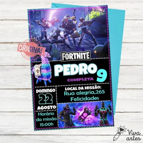 Convite Digital Fortnite