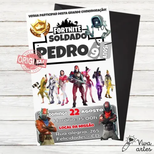 Convite Digital Fortnite