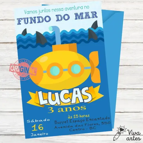 Convite Digital Fundo do Mar Submarino