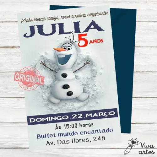 Convite Digital Frozen Olaf