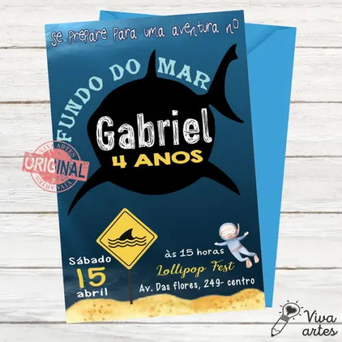 Convite Digital Fundo do Mar Tubarão
