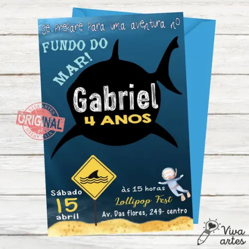 Convite Digital Fundo do Mar Tubarão